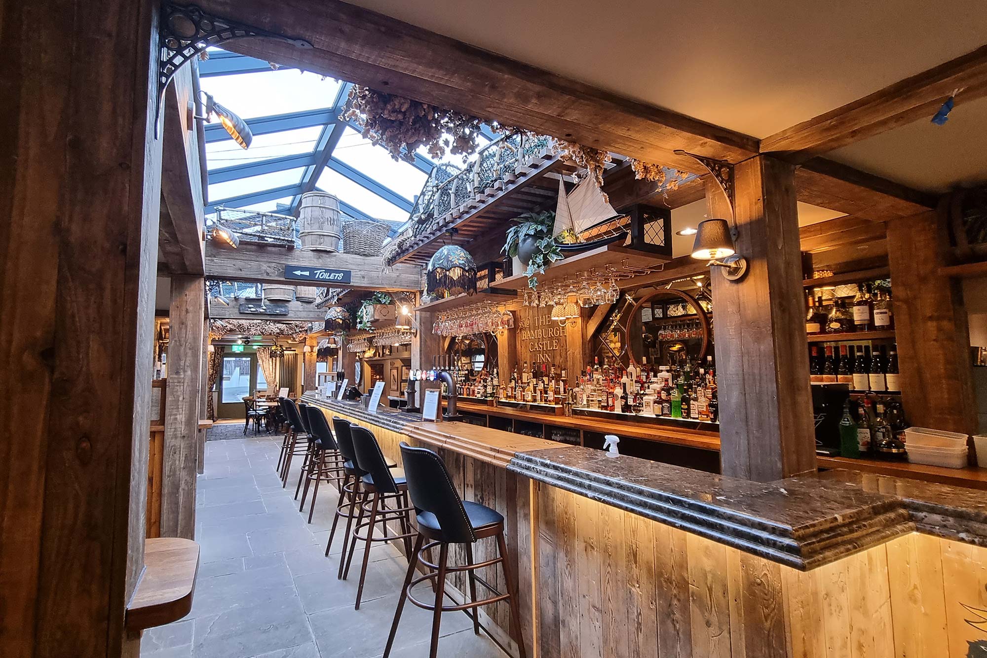 the conservatory area at Bamburgh Castle Inn, Seahouses