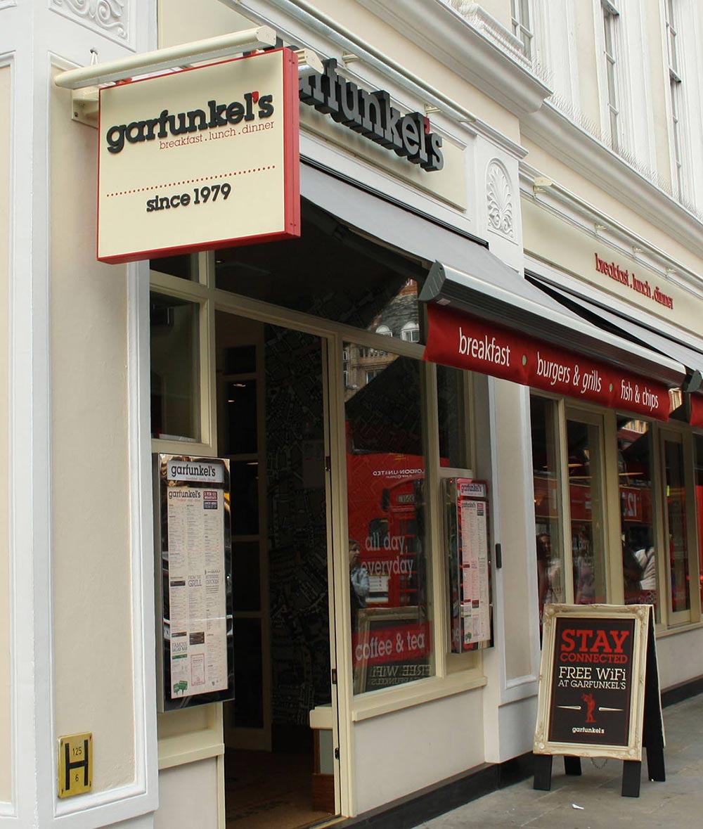 Exterior view of Garfunkels, London
