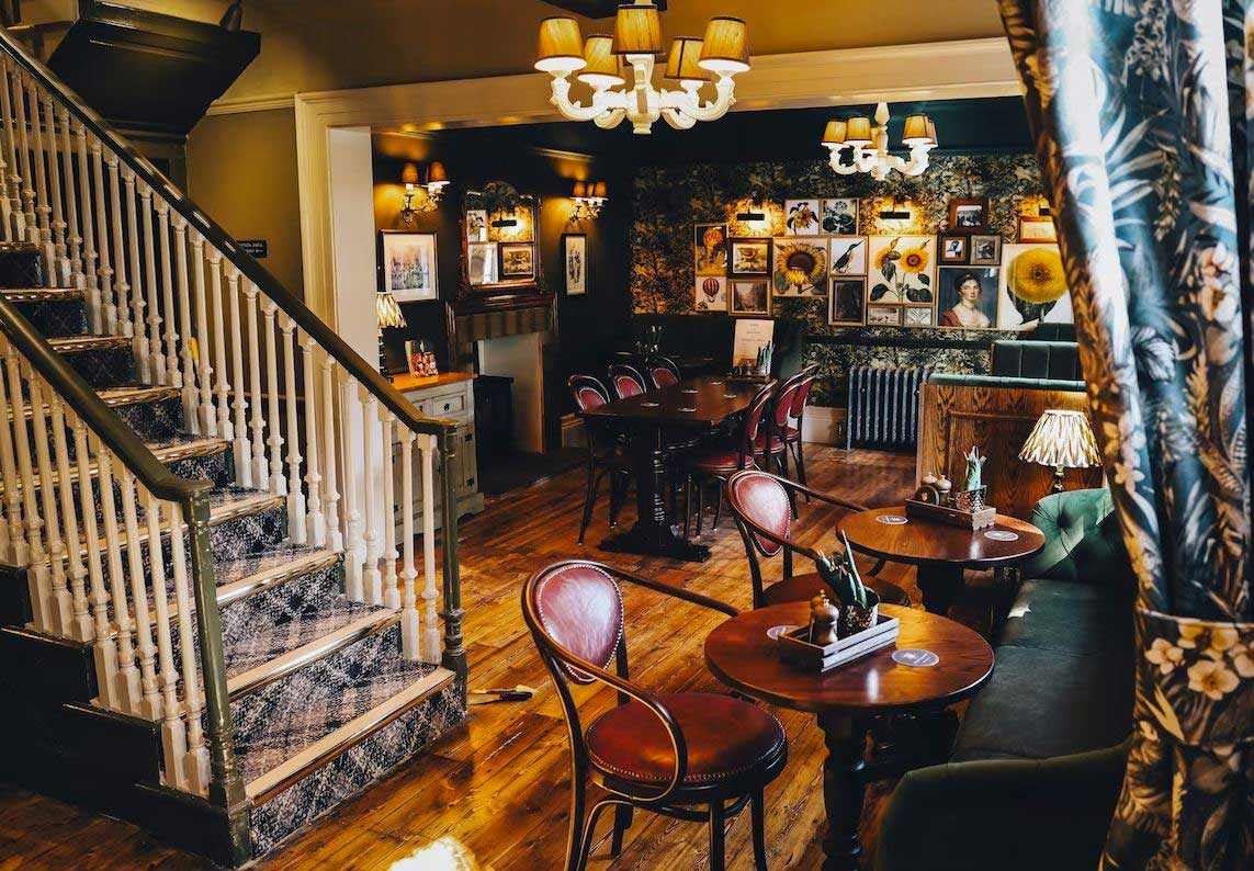 Interior view of stairway in the Knaresborough Inn, Knaresborough