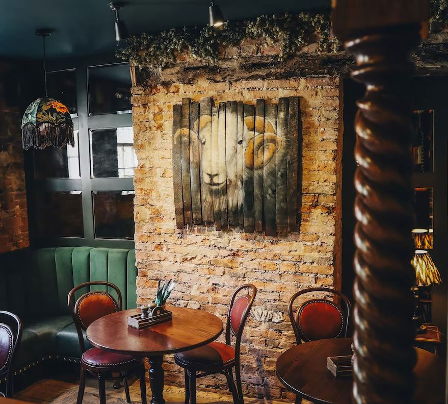 Seating area and artwork at the Knaresborough Inn, Knaresborough