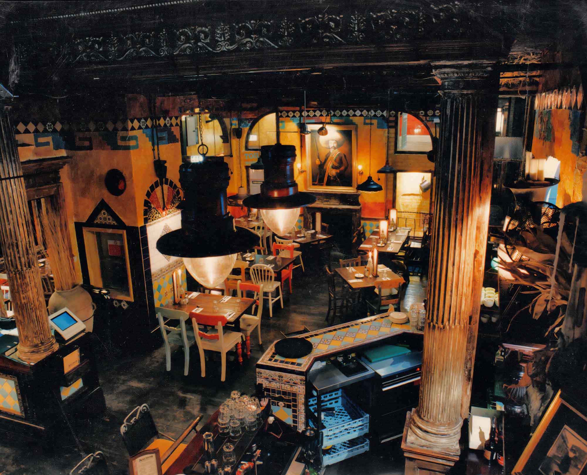 Elevated view of the dining area at Nachos, throughout the UK
