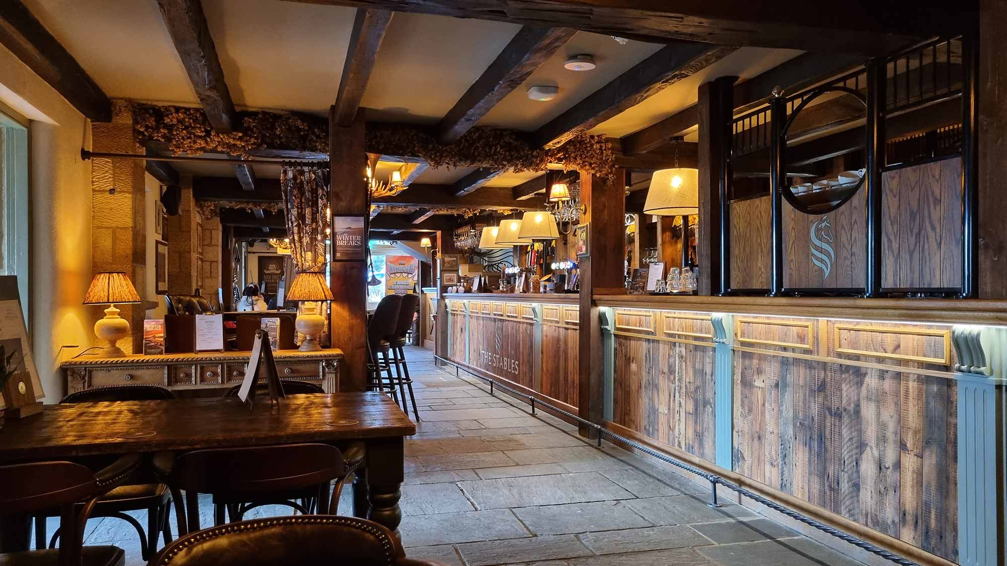 Dining and seating areas at The Stables, Whitby
