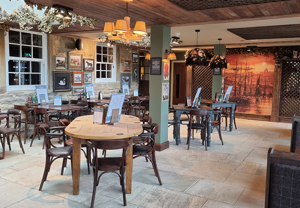Restaurant dining area at The Stables, Whitby