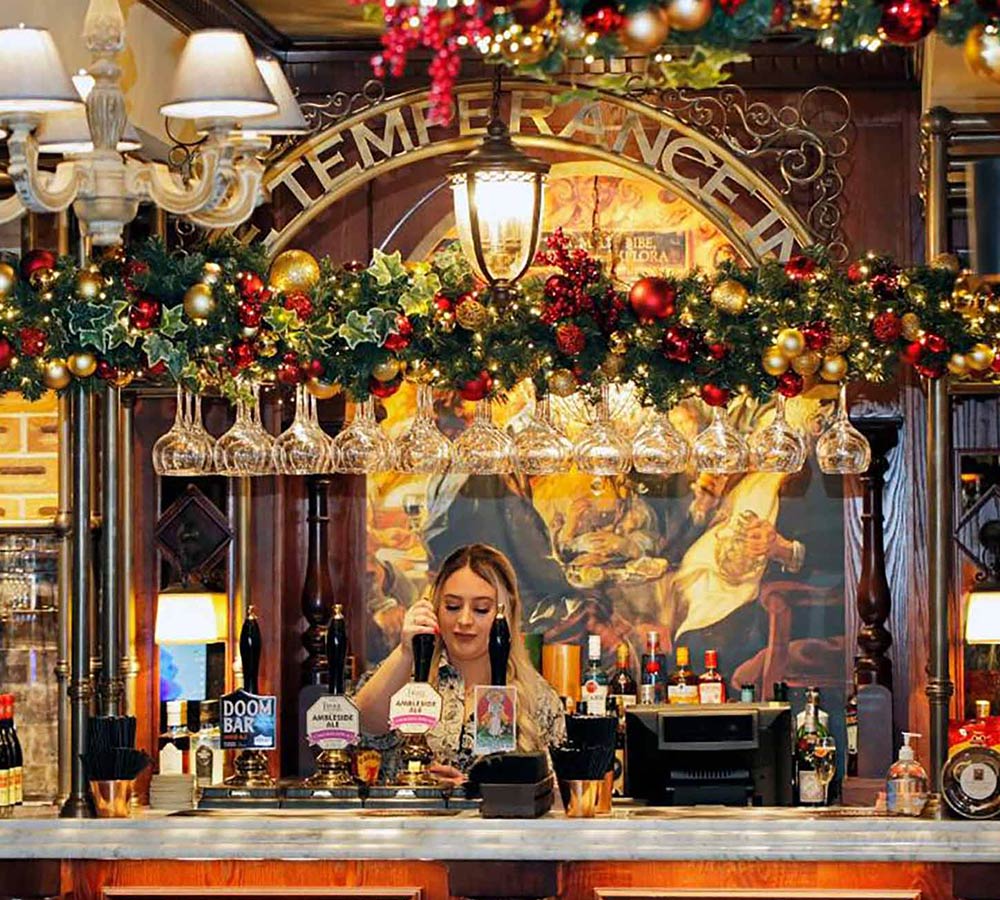 Close up of the bar at The Temperance Inn, Ambleside, Cumbria