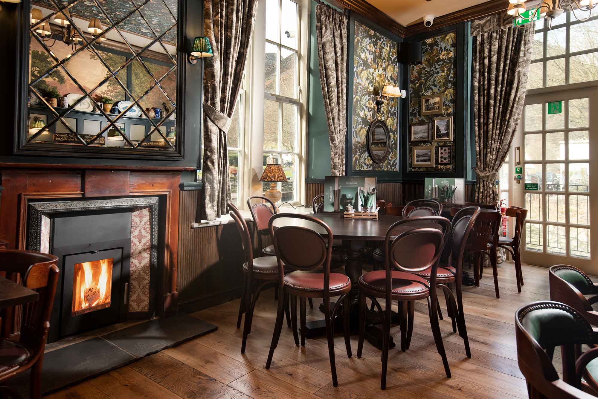 Interior design and fireplace at The Ullswater Inn, The Lake Disrict