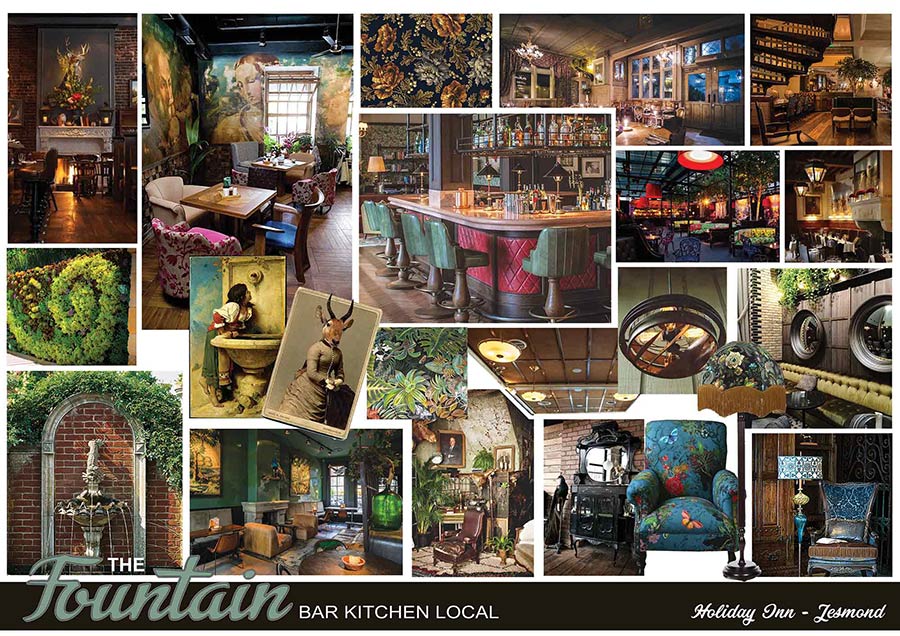 The Fountain mood board and design cue visuals